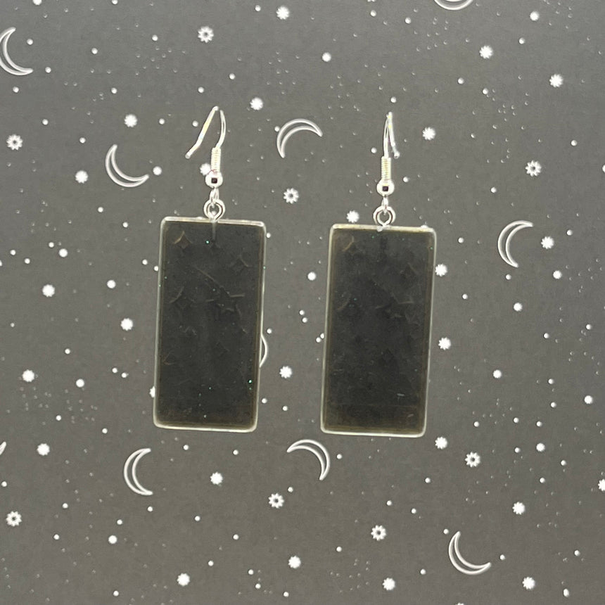 The Star Tarot Card Earrings with Black & Green Shimmer